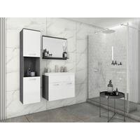 Koupelna 4-dílna, antracit/bílá VL - bílá/dub wotan, Lifestyle, kov/kompozitní dřevo (90cm) - P & B