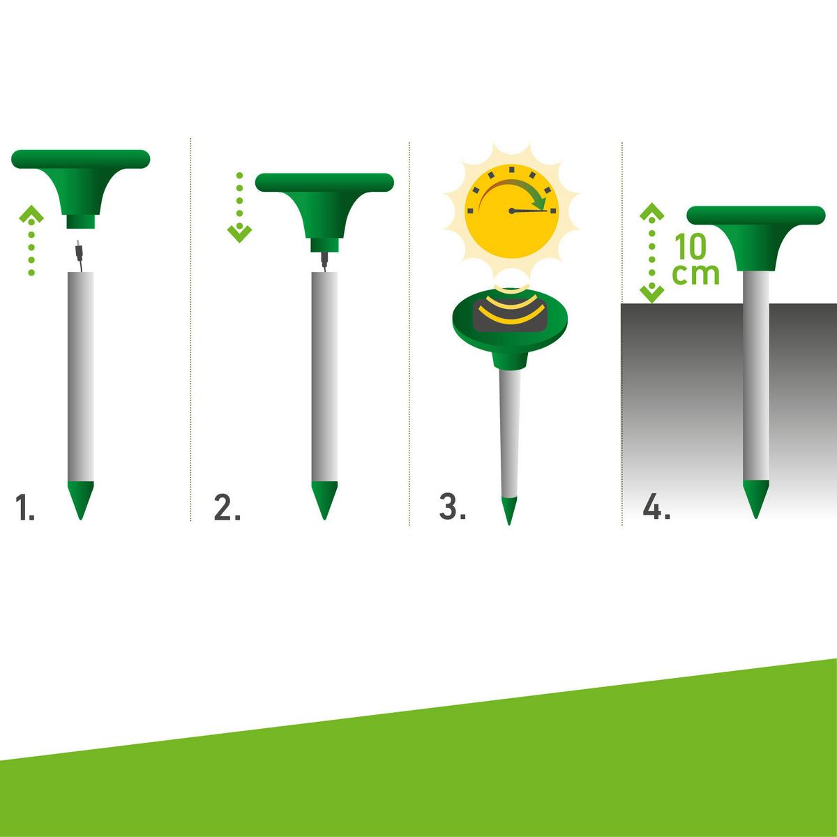 Ultraschall-Tiervertreiber Wühlmaus Solar 4 Star - Grün, Basics, Kunststoff (160cm)