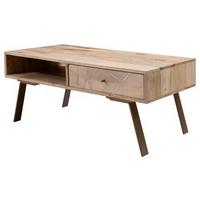 Konferenční stolek SIKAR masív - hnědá, Design, kov/dřevo (95/50/42cm) - MID.YOU