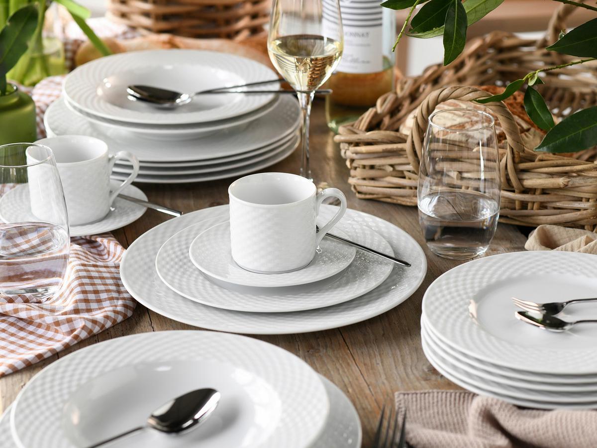 Kombiservice Polo weiss Porzellan, 6 Pers., 30-teilig - Weiß, Basics, Keramik - Creatable