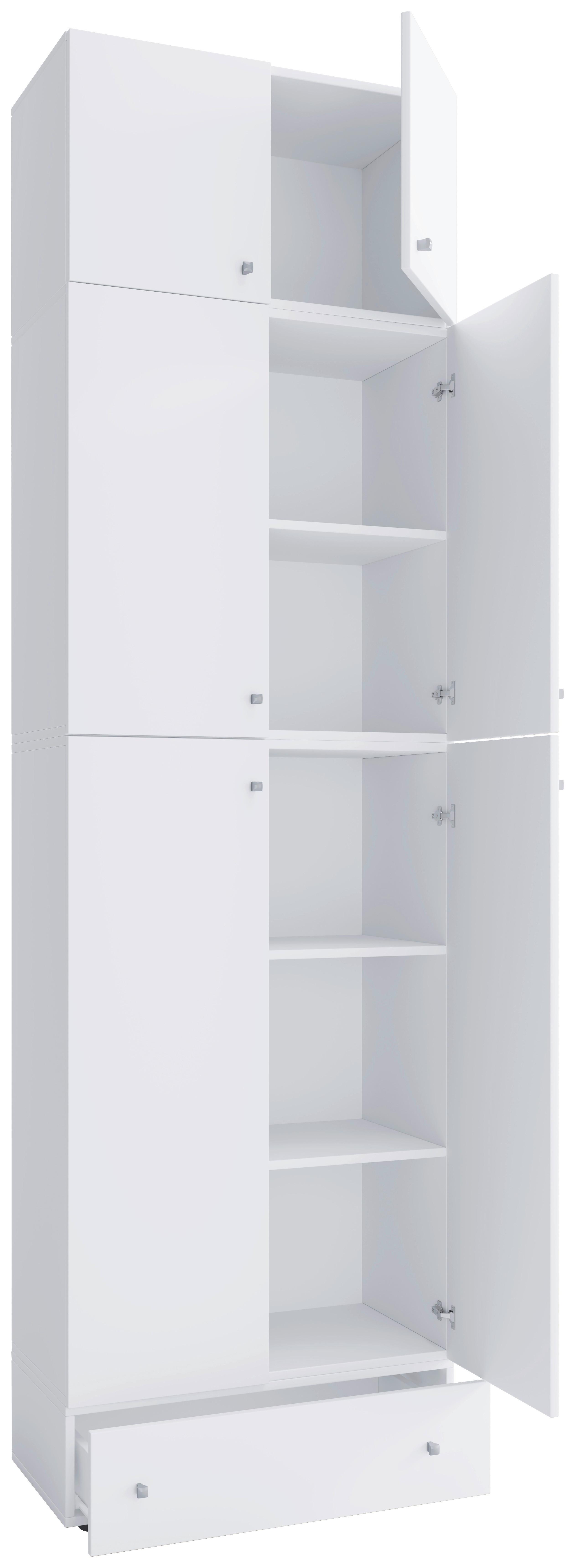 Skrinka na topánky Lona XXL, so zásuvkou a nadstavcom - sivá/biela, Modern, kompozitné drevo/plast (70/240/39cm) - MID.YOU