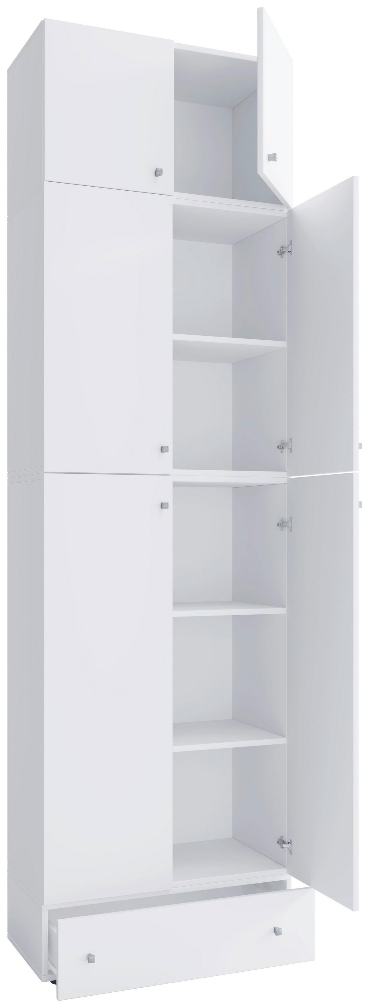 Skrinka na topánky Lona XXL, so zásuvkou a nadstavcom - sivá/biela, Modern, kompozitné drevo/plast (70/240/39cm) - MID.YOU