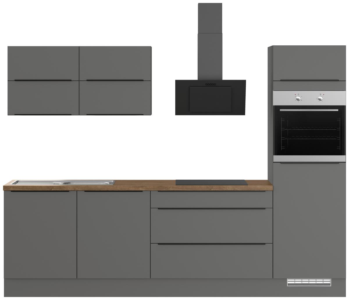 Küchenleerblock Ip3150 - Eiche dunkel/Graphitfarben, Design, Holzwerkstoff (280cm) - Impuls