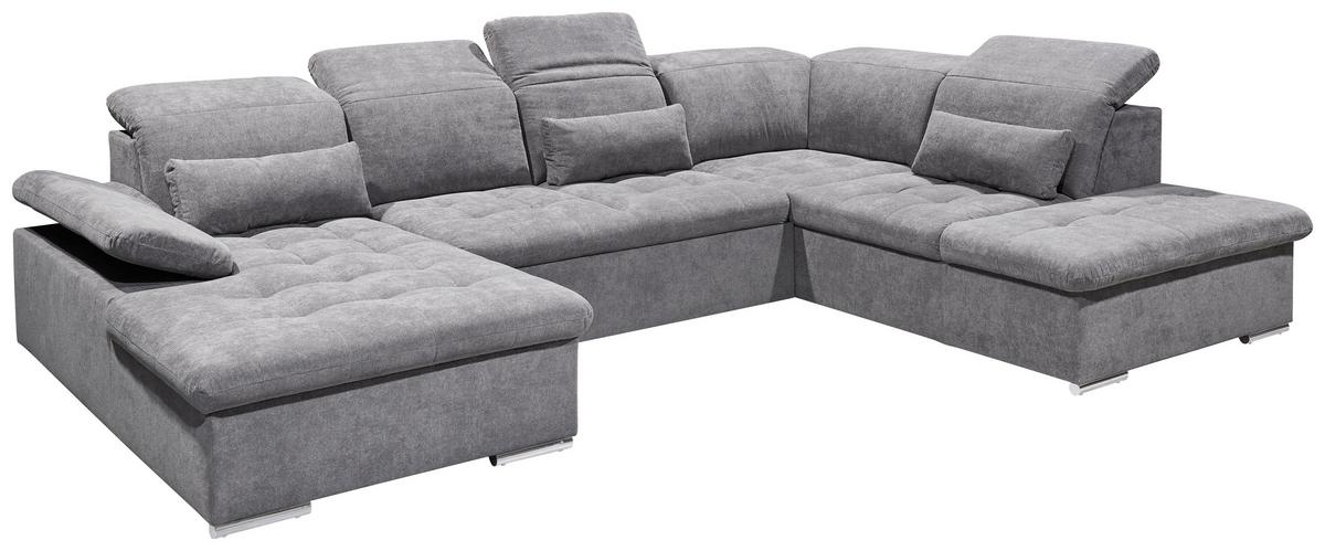 Sedací souprava WAYNE U - šedá/barvy stříbra, Konvenční, textil/plast (188/340/240cm) - MID.YOU