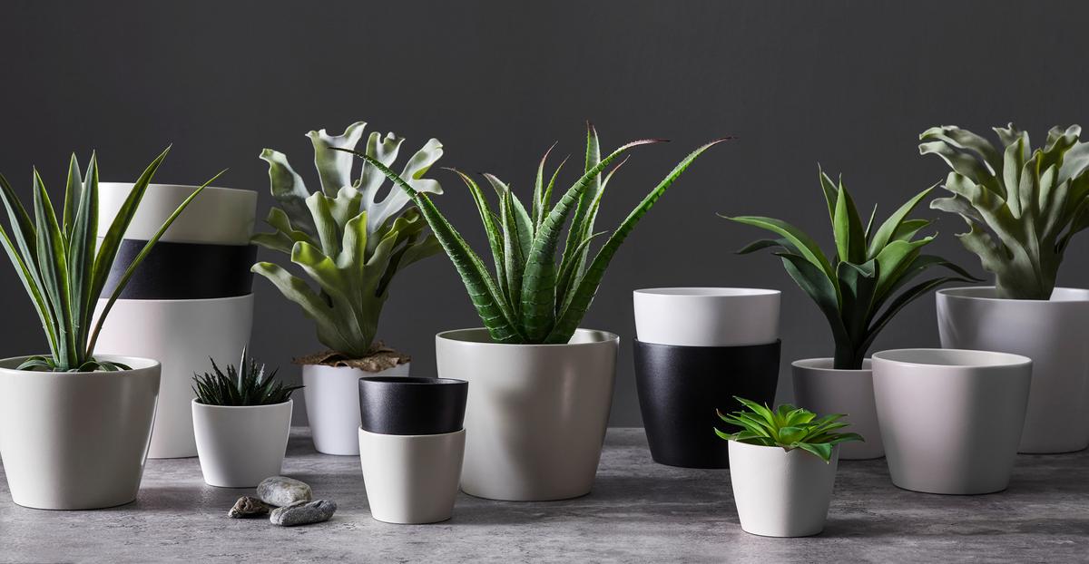 Obal na kvetináč Luisa - čierna/sivá, Modern, keramika (12/10cm) - Based