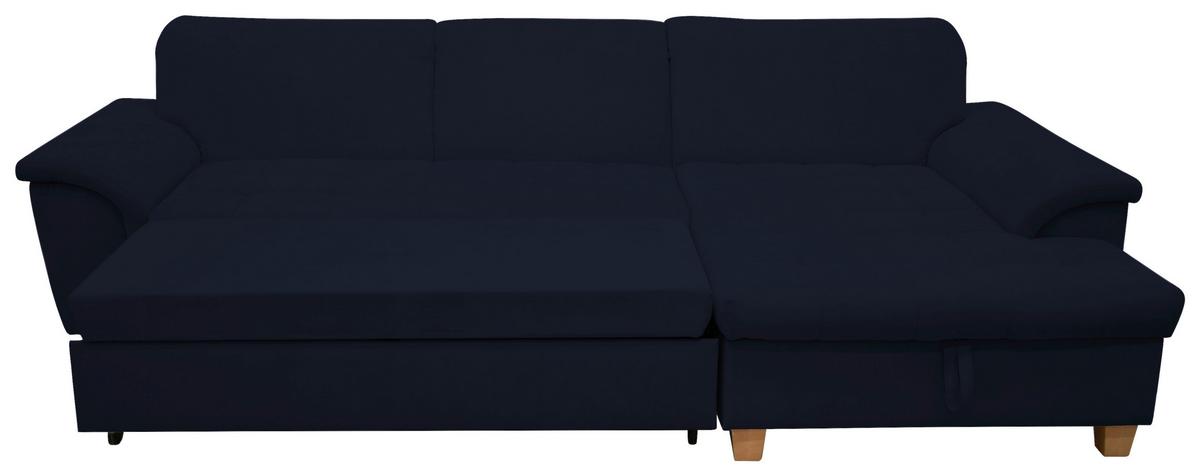 Ecksofa Mit Schlaffunktion & Bettkasten Franzi Blau - Eichefarben/Dunkelblau, KONVENTIONELL, Textil (279/170cm) - MID.YOU