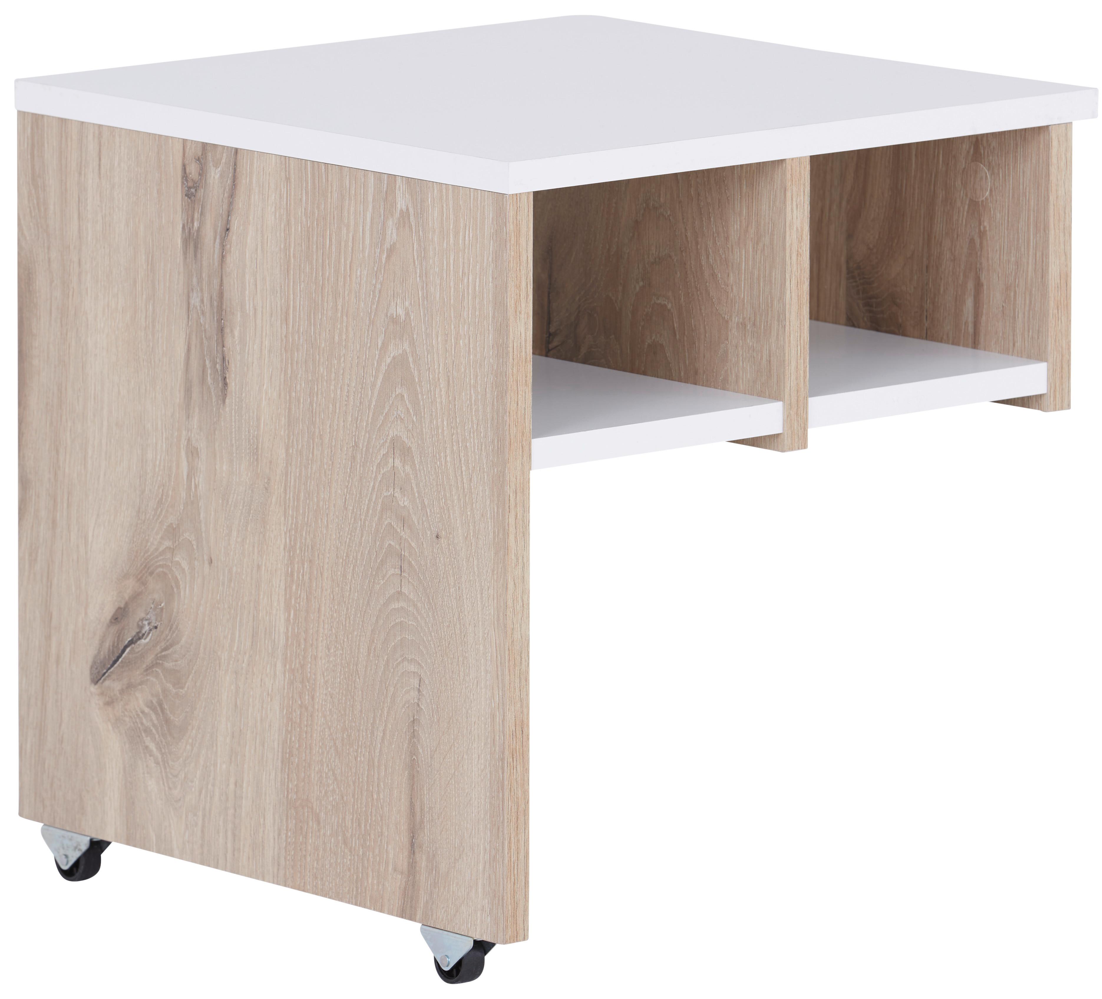 Nachtkästchen Alex - Eichefarben/Weiß, KONVENTIONELL, Holzwerkstoff (40/43/40cm)