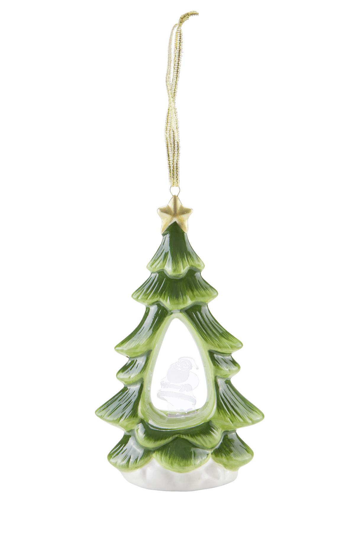LED-Dekoleuchte Rafaela Weihnachtsmotiv zum Hängen - Rot/Weiß, ROMANTIK / LANDHAUS, Keramik (14,5cm) - James Wood