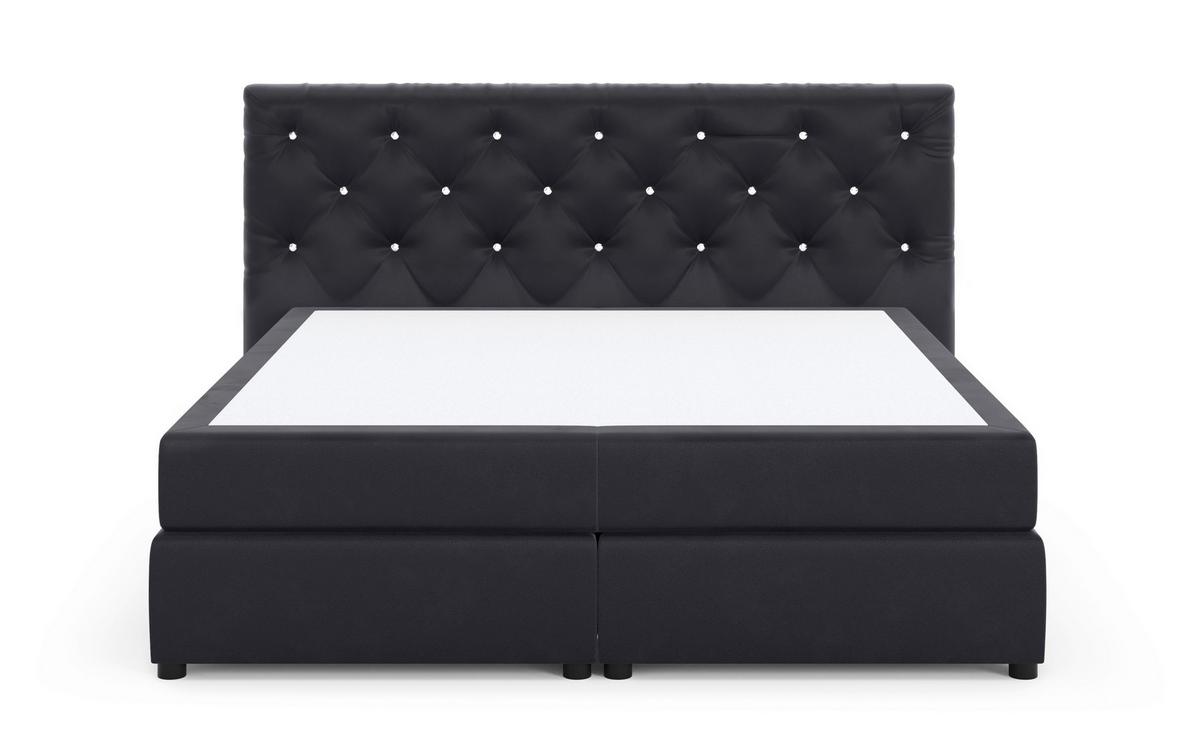 Boxspring-ágy Castle H4/h4, 180/200cm - fekete, faalapú anyag/textil (180/200cm) - Livetastic