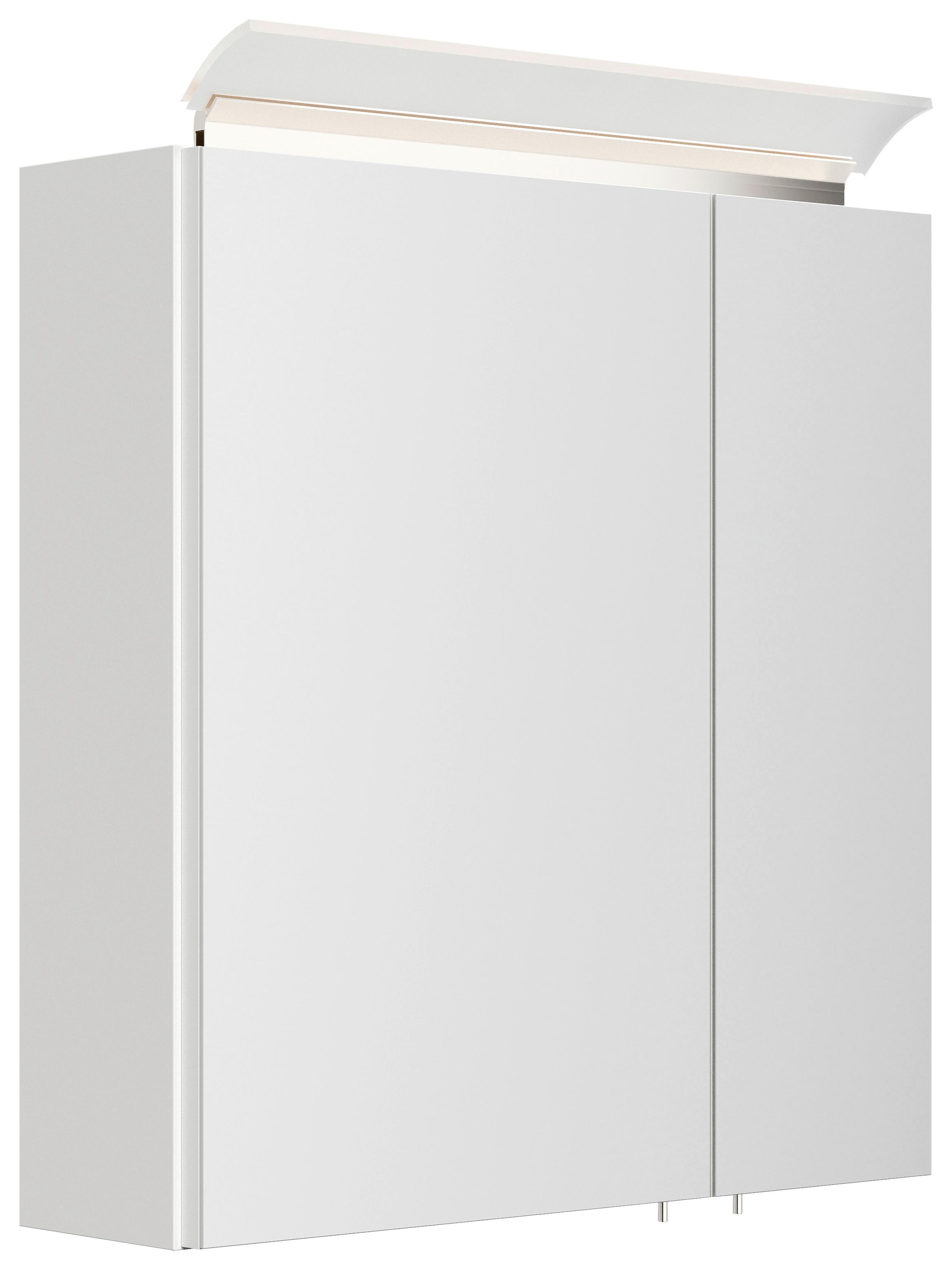 Spiegelschrank Weiß Hochglanz B: 60 cm - Weiß Hochglanz, MODERN, Glas/Holzwerkstoff (60/62/17cm) - MID.YOU