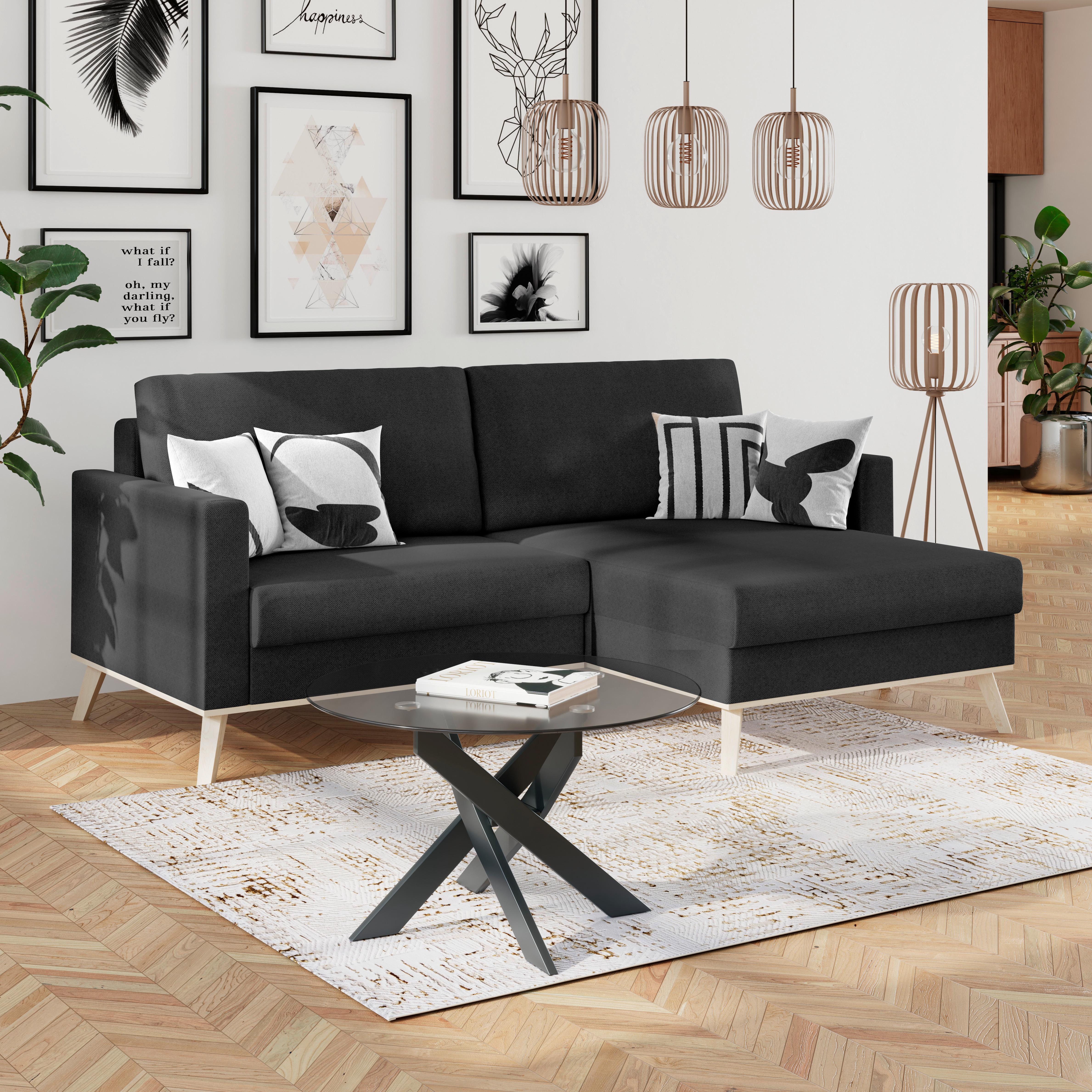 Ecksofa Carini - Eichefarben/Anthrazit, Basics, Textil (222/152cm)