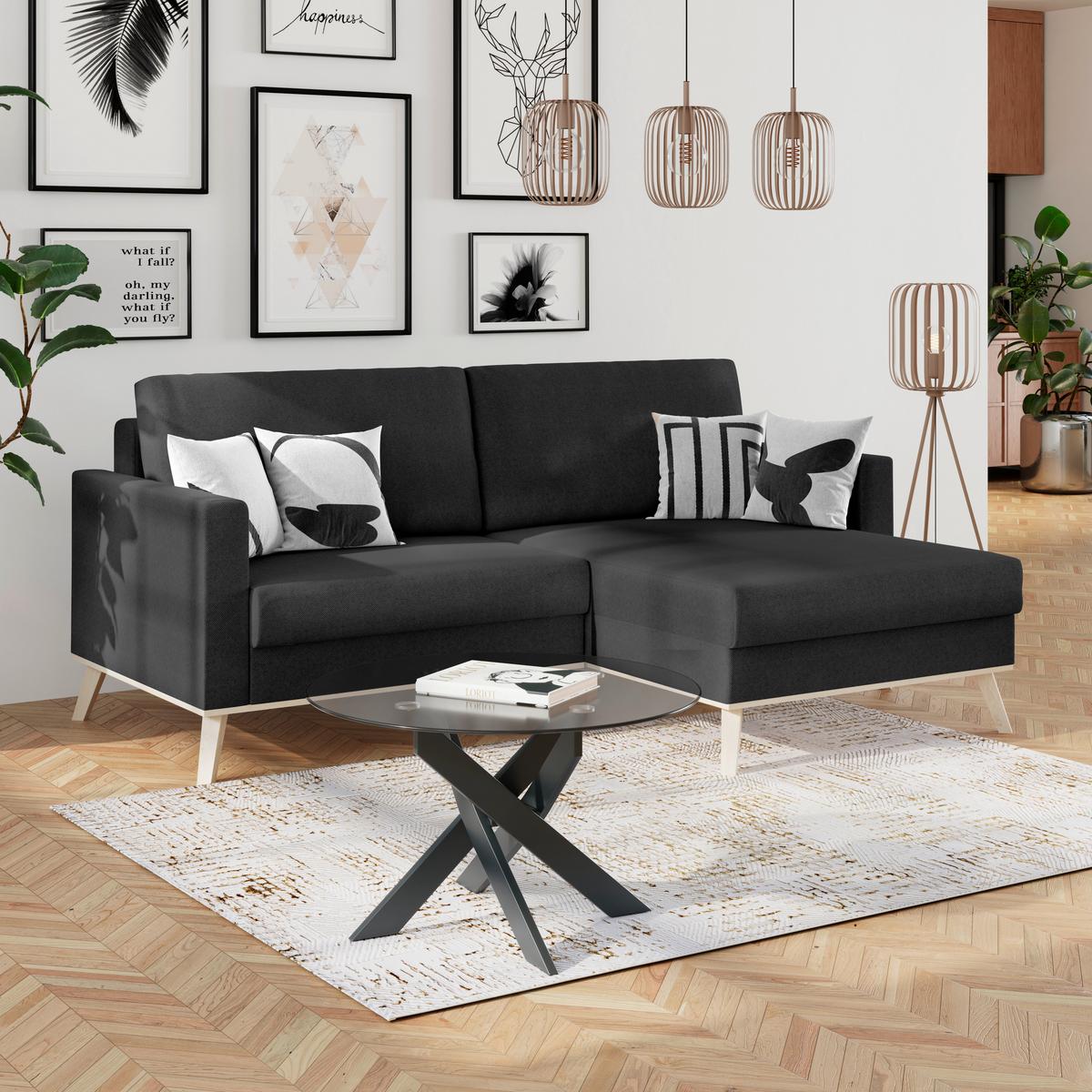 Ecksofa Carini - Eichefarben/Anthrazit, Basics, Textil (222/152cm)
