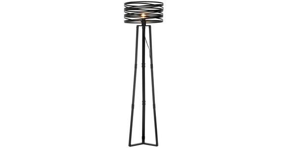 Stehlampe Lilien Schwarz mit Fußschalter Modern - Schwarz, ROMANTIK / LANDHAUS, Metall (40/160cm) - James Wood