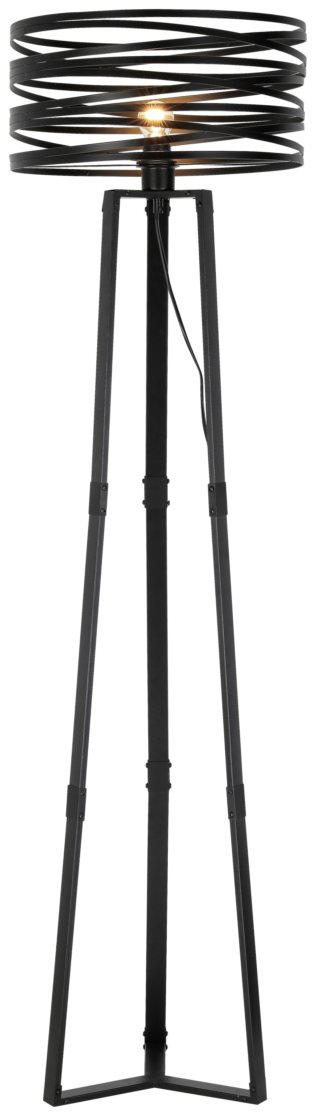 Stehlampe Lilien Schwarz mit Fußschalter Modern - Schwarz, ROMANTIK / LANDHAUS, Metall (40/160cm) - James Wood