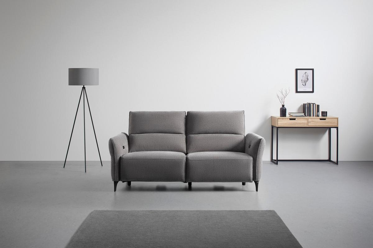 Dvoumístná pohovka CAPE TOWN, šedá, eletrická relax.funkce - černá/tmavě šedá, Moderní, kov/dřevo (200/98/93cm) - Mömax