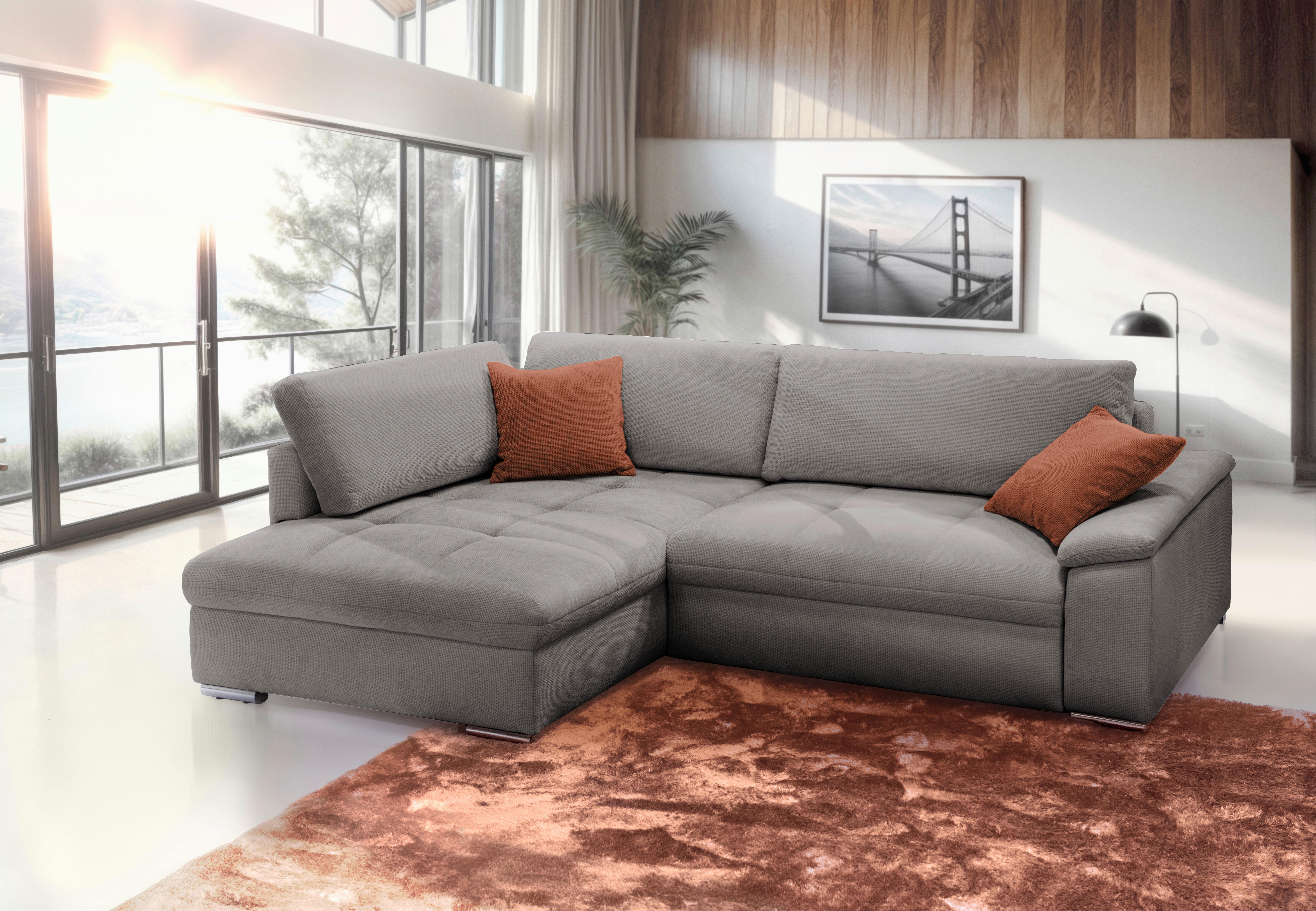 Ecksofa Casa Grande, Taupe Schenkel: 178x268 cm - Taupe/Rostfarben, Design, Textil (178/268cm) - Livetastic
