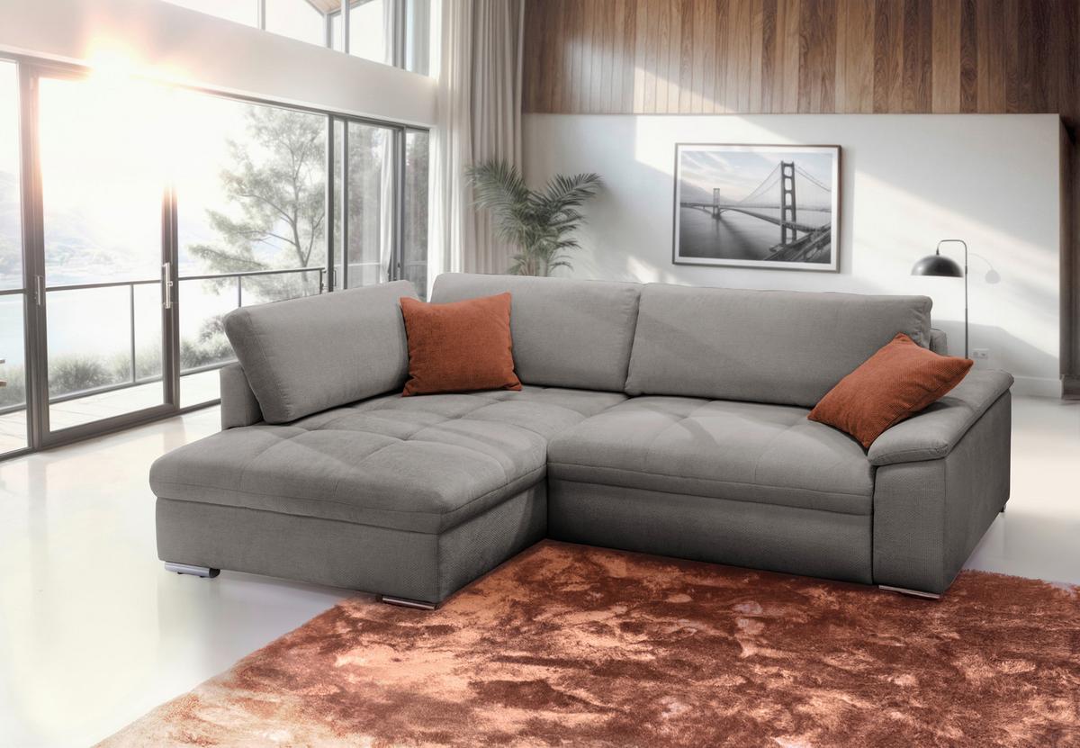 Ecksofa Casa Grande, Taupe Schenkel: 178x268 cm - Taupe/Rostfarben, Design, Textil (178/268cm) - Livetastic