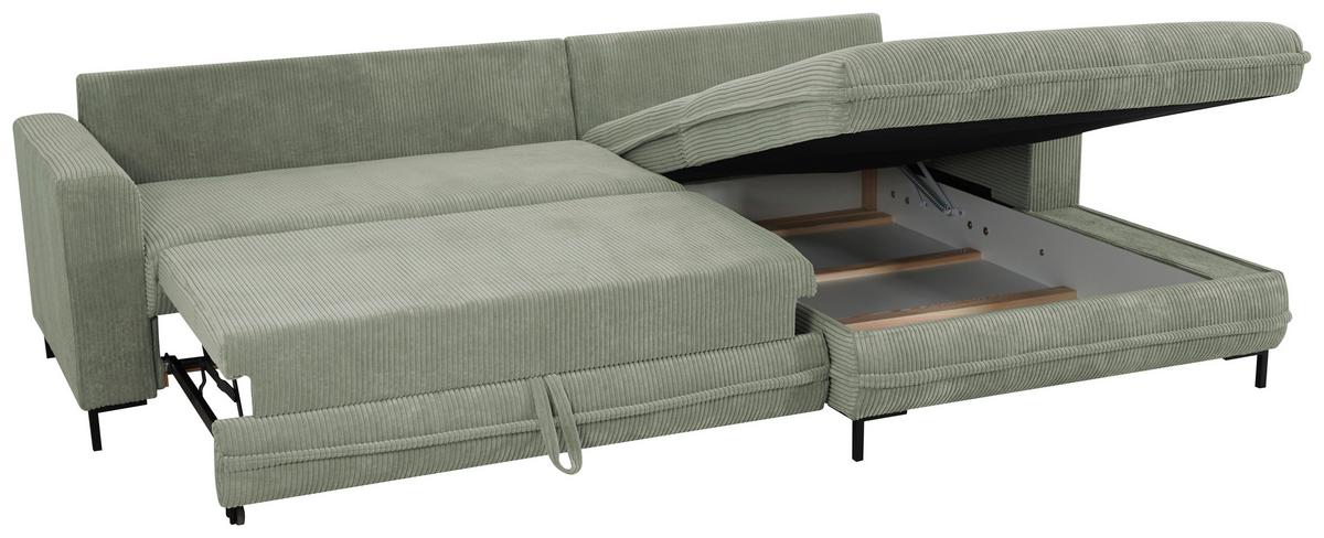 Ecksofa Armilla Grün S: 272x174 cm - Hellgrau/Schwarz, Design, Textil (272/174cm) - MID.YOU