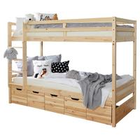 Etagenbett Finn Weiß Kiefer Massiv Mit Leiter - Weiß/Naturfarben, MODERN, Holz (90/200cm) - MID.YOU