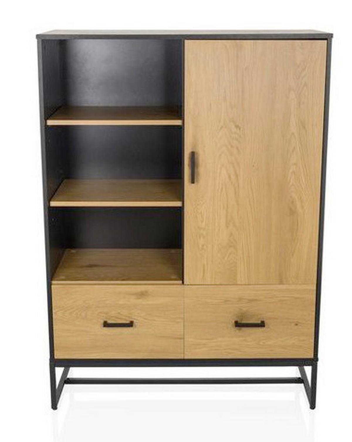 Highboard Amio Eichefarben, Schwarz B: 100 Cm - Eichefarben/Schwarz, MODERN, Holzwerkstoff (100/140/40cm) - MID.YOU