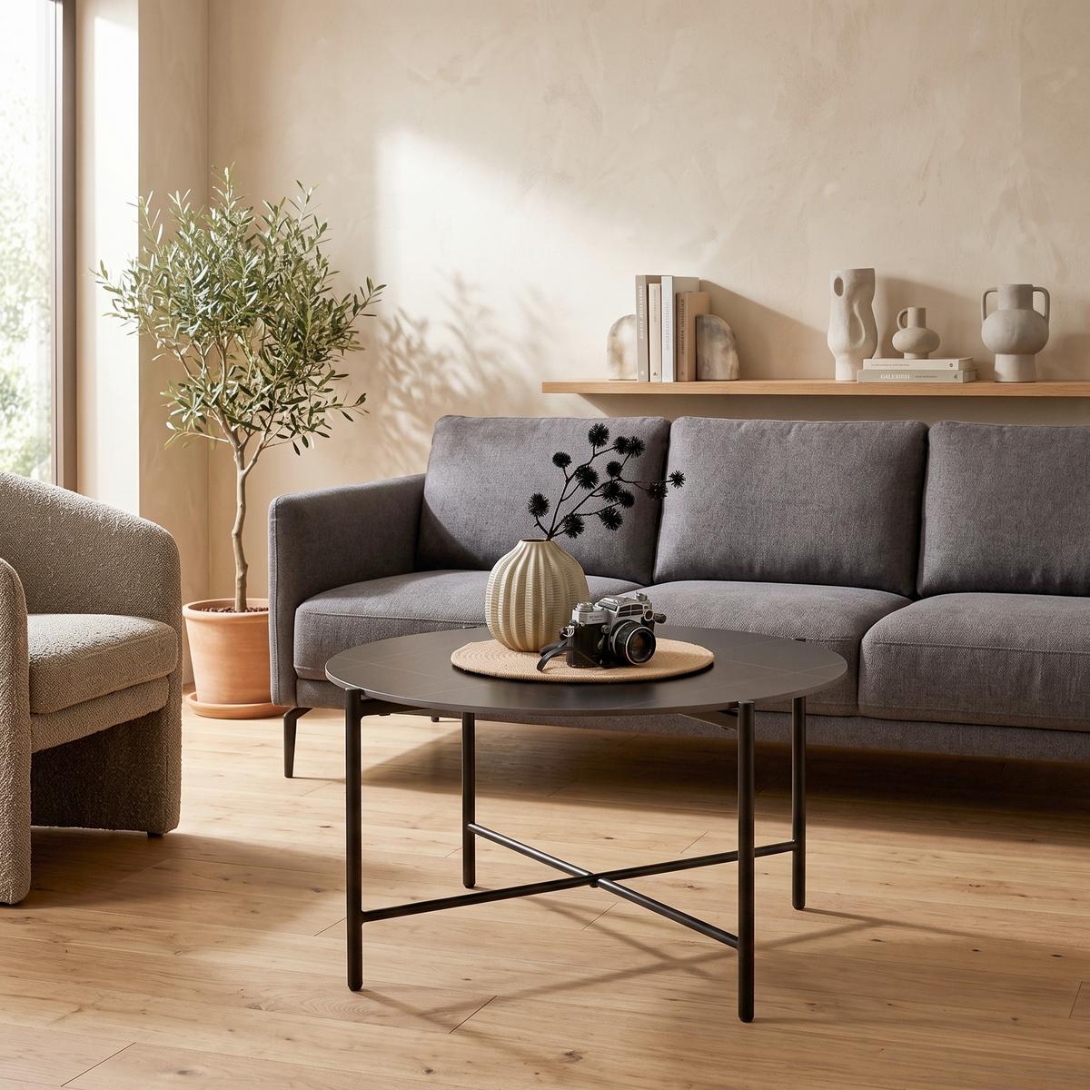 KONFERENČNÍ STOLEK MONZA - černá, Moderní, kov/keramika (80/80/43cm) - Mömax