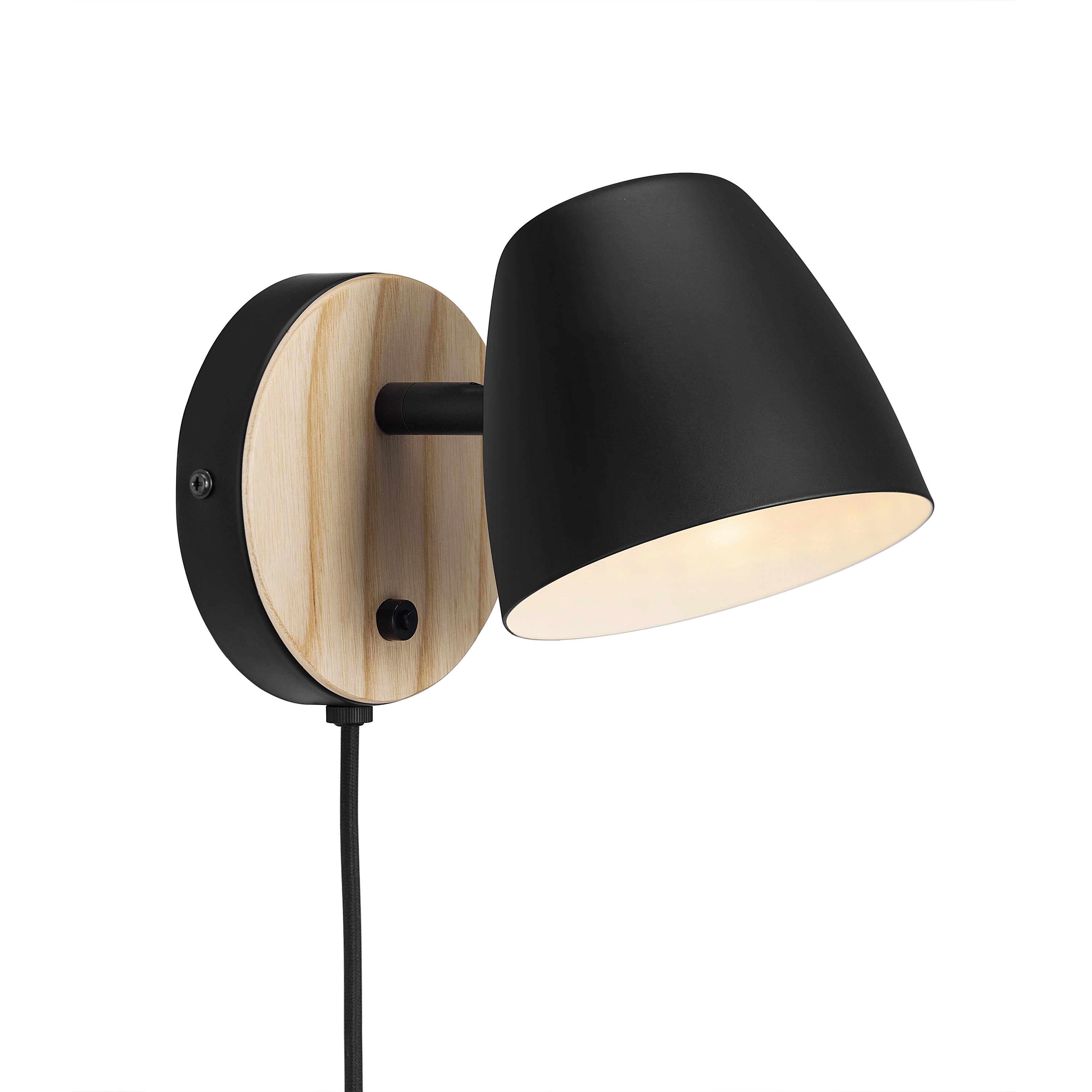 Wandleuchte Schwarz L: 13 cm - Schwarz, Design, Holz/Metall (13/13/20,7cm) - Nordlux