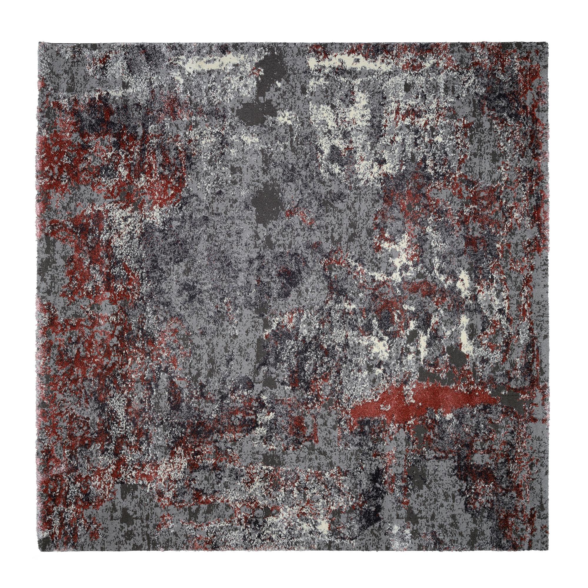 Webteppich Grau Timeline Quantum 200x200 cm - Hellrot/Grau, Design, Textil (200/200cm) - Novel