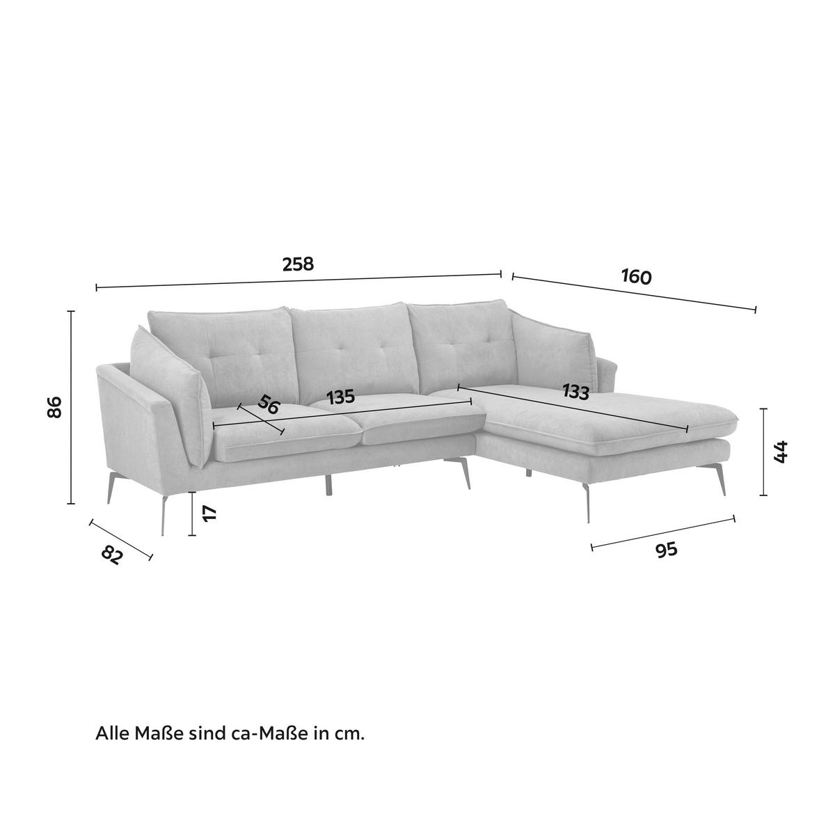Sedací souprava SANDRO šedá - šedá/černá, Moderní, kov/dřevo (258/86/160cm) - Bessagi Home