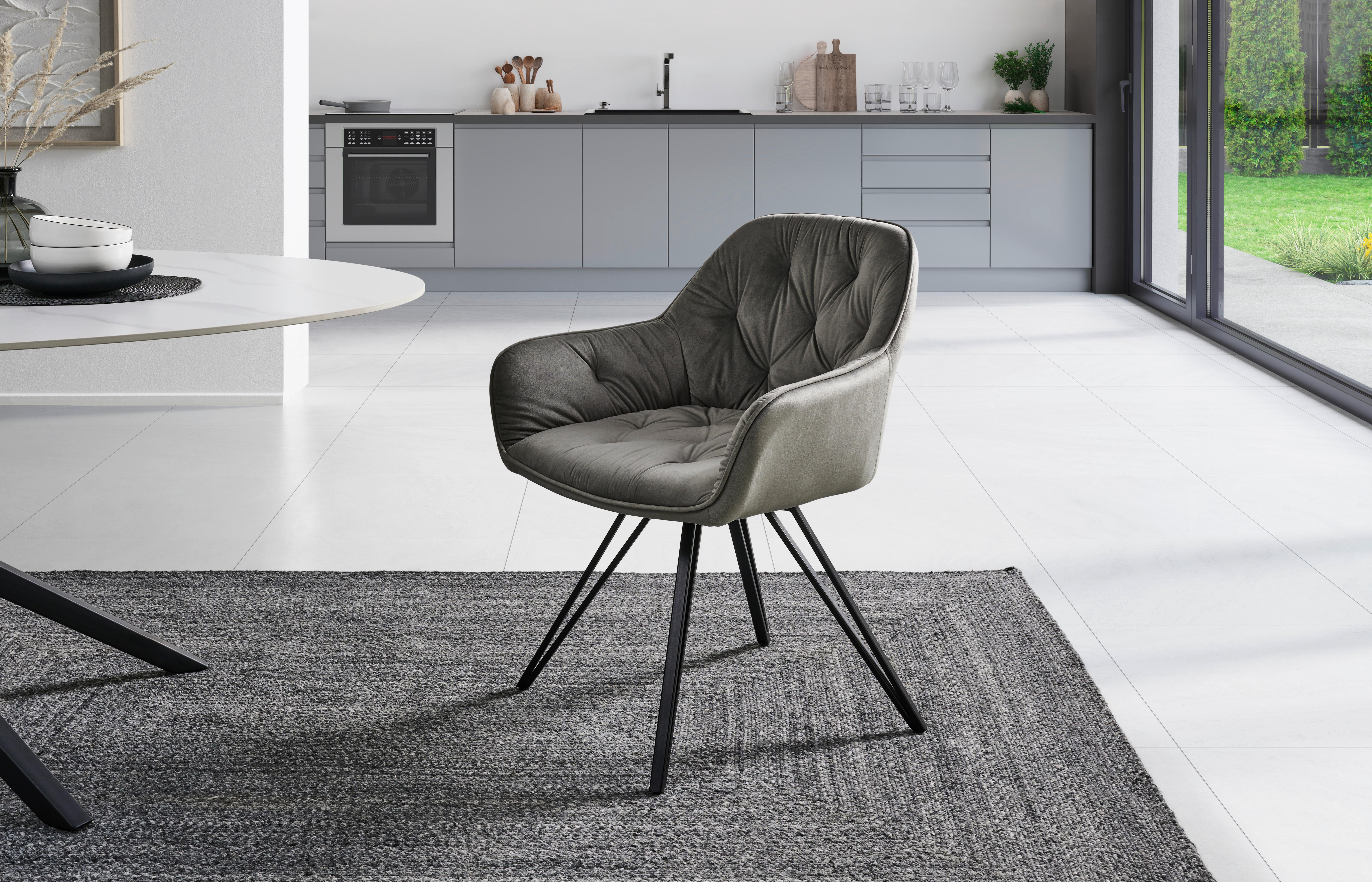 Armlehnstuhl Cardiff Grau/Schwarz Gepolstert - Schwarz/Grau, LIFESTYLE, Holz/Textil (61/82/62cm) - Livetastic