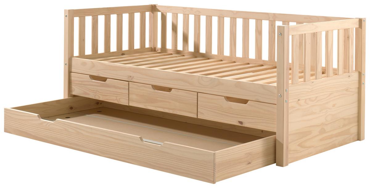 Ausziehbett Kiefer +lattenrost 90x200 cm Fritz Kieferfarben - Kieferfarben, MODERN, Holz/Holzwerkstoff (90/200cm) - MID.YOU