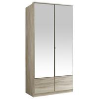 Drehtürenschrank Mit Spiegel 90cm Imago, Eiche Dekor - Eichefarben, KONVENTIONELL, Glas/Holzwerkstoff (90/199/58cm) - MID.YOU