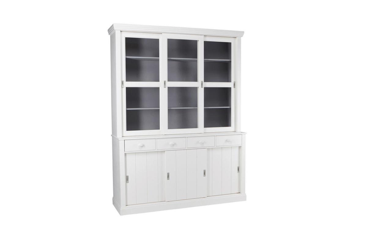 Vitrine Lagos Weiß B: 166 Cm - Weiß, Design, Glas/Holz (166/214/48cm) - Livetastic