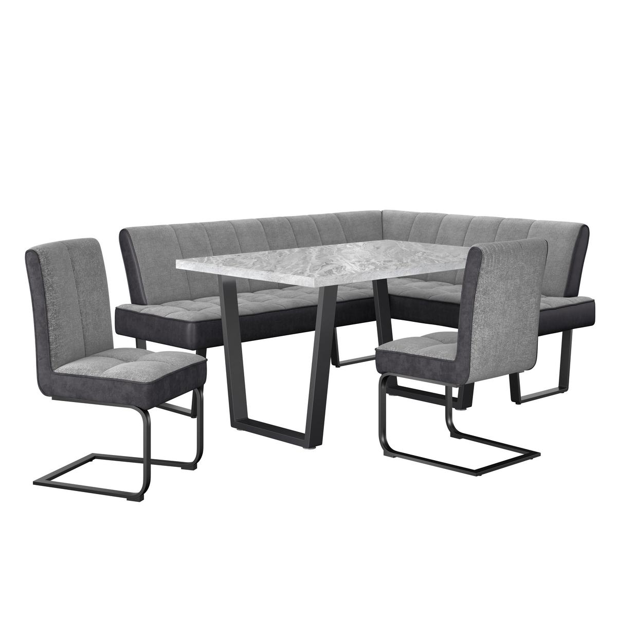 Eckbank Pag - Hellgrau/Schwarz, KONVENTIONELL, Textil/Metall (200/160cm) - MID.YOU