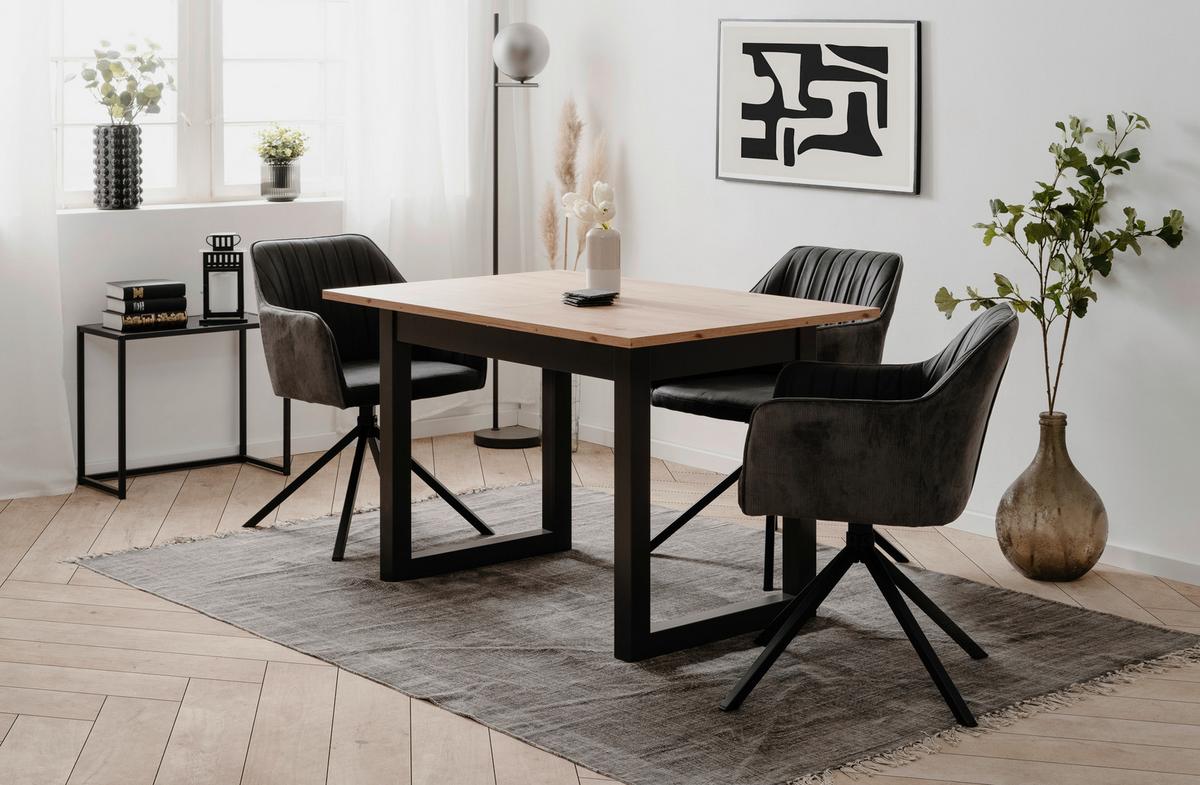 Esstisch Denver 80b - Anthrazit/Eiche Artisan, Basics, Holzwerkstoff (120/80/75cm) - MID.YOU
