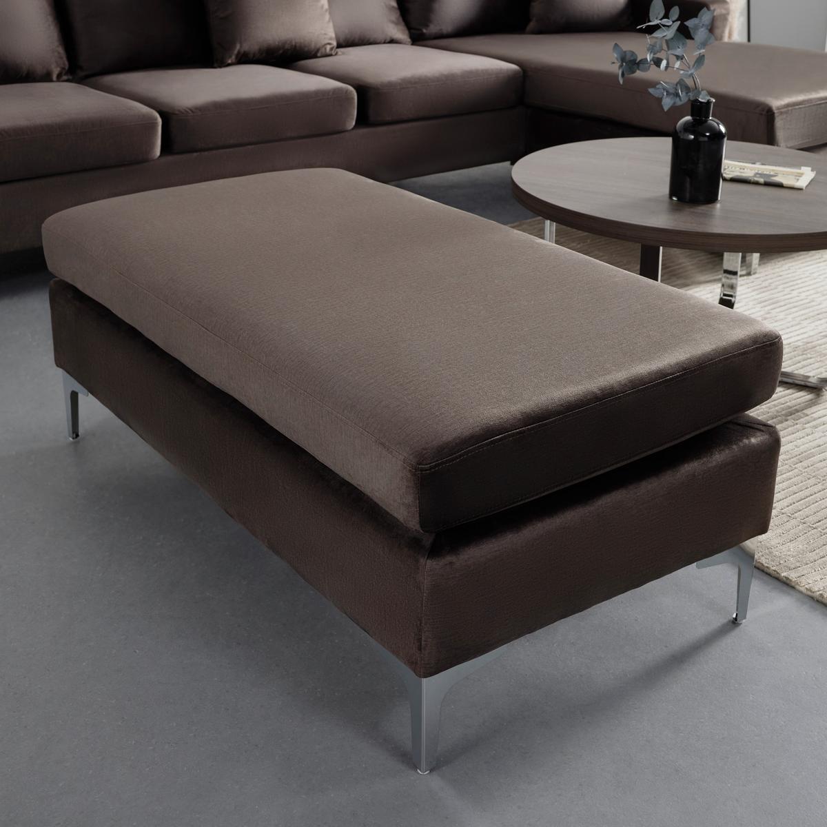 Sedací souprava ALONDRA, oboustranná, hnědá - hnědá/barvy nerez oceli, Moderní, kov/dřevo (287/182/80cm) - Bessagi Home