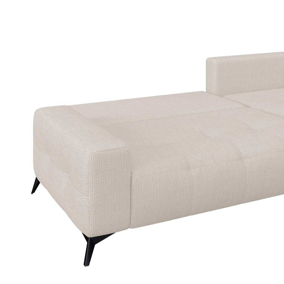 Ecksofa Mauro Perlmutt, mit Schlaffunktion - Perlmutt/Schwarz, Trend, Textil (290/175cm) - Luca Bessoni