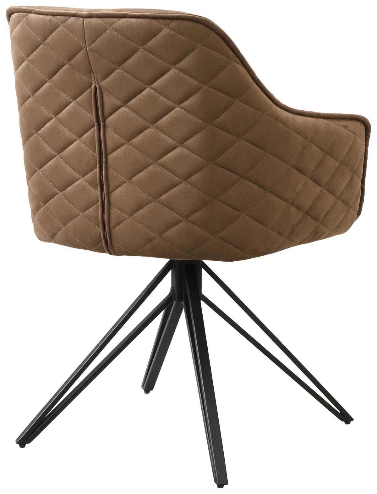 Armlehnstuhl Aurelia Schwarz/Taupe B: 57 cm - Taupe/Schwarz, MODERN, Textil/Metall (57/82/61cm) - Livetastic