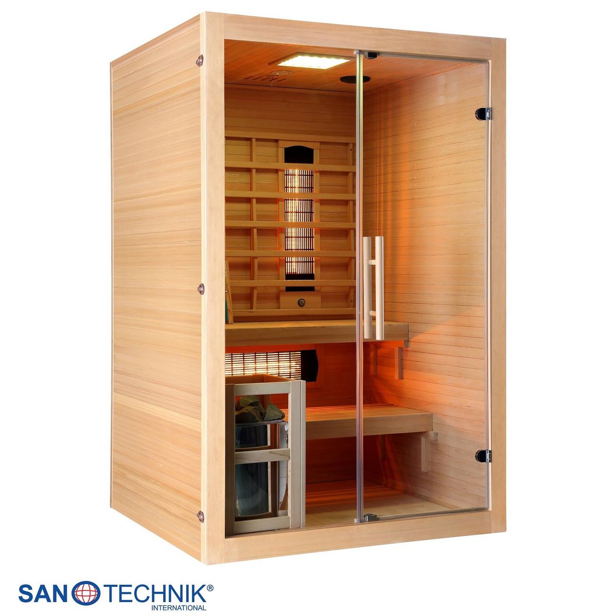 Infrarotkabine 2 Personen LBH: 130x120x200 cm - Naturfarben, Basics, Glas/Holz (130/120/200cm) - Sanotechnik