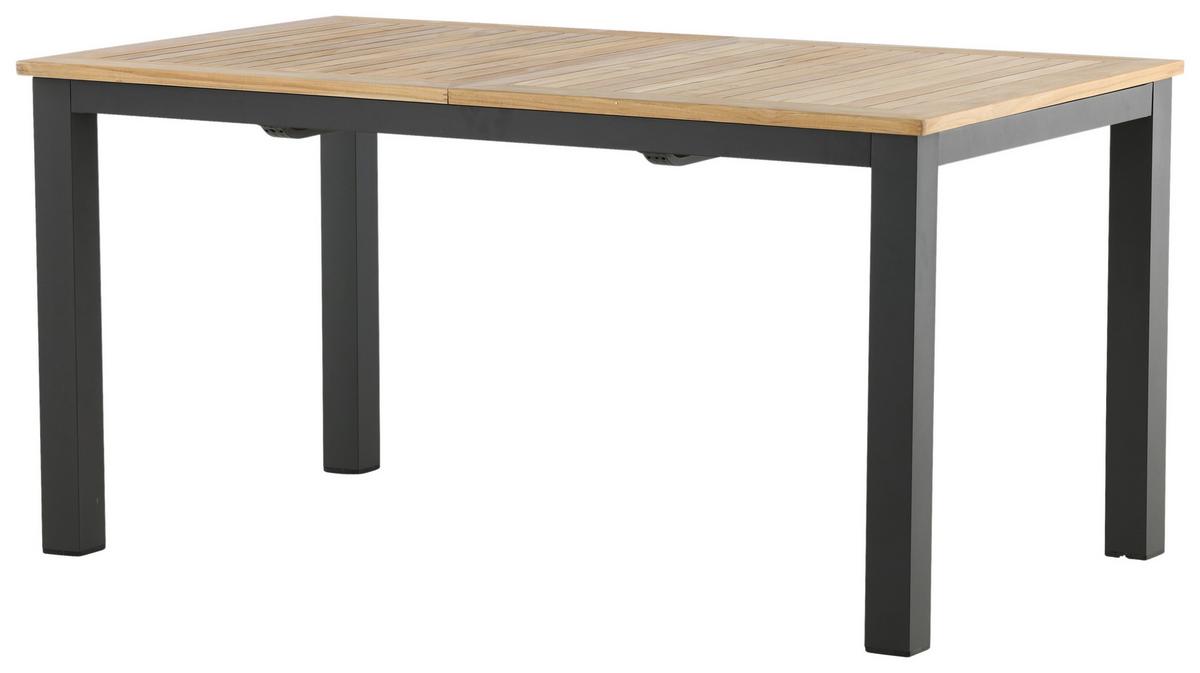 Gartentisch Panama Teakholz/Metall L 210 cm - Schwarz/Teakfarben, KONVENTIONELL, Holz/Metall (210/90/75cm) - Gardenson