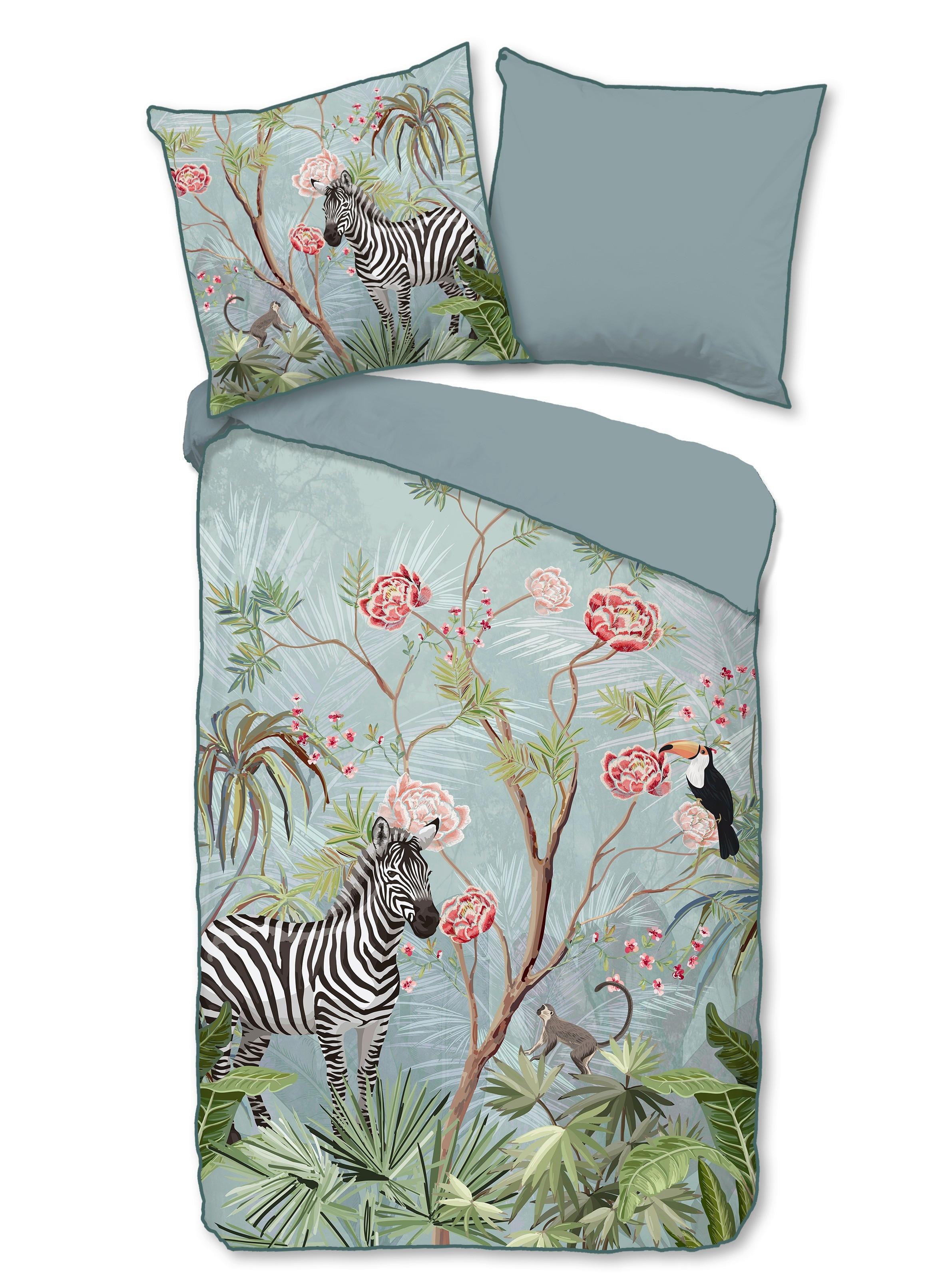 Wendebettwäsche Yasmin Blau Türkis 155x220 cm - Türkis/Blau, Natur, Textil (155/220cm)