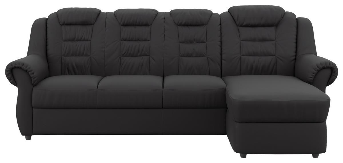 Ecksofa Boston Schwarz Lederlook - Schwarz, KONVENTIONELL, Textil (262/165cm) - Livetastic