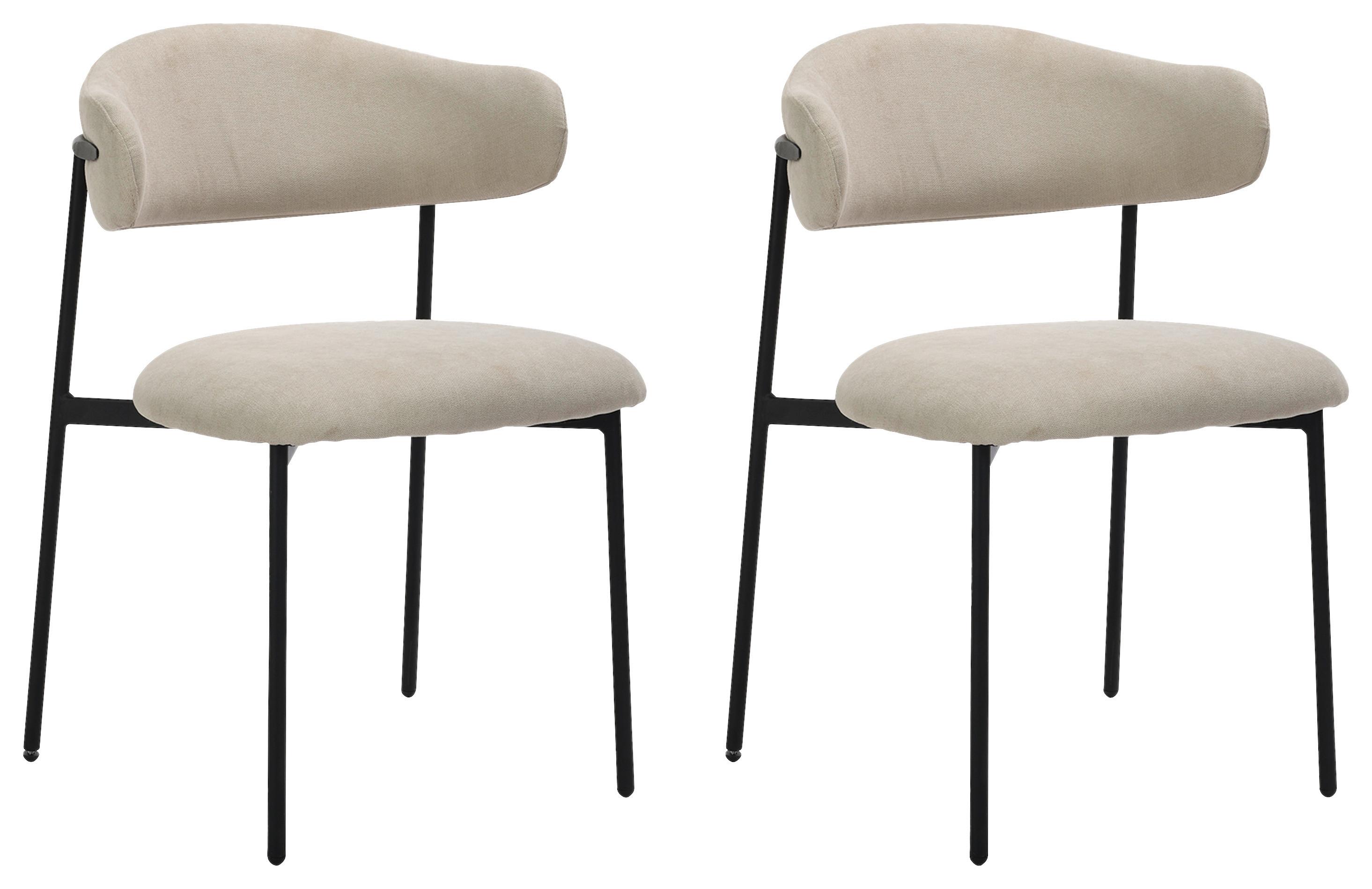 Esszimmerstuhl Jersey Schwarz, Taupe 2er Set - Taupe/Schwarz, Design, Textil/Metall (58/78/54,5cm) - MID.YOU