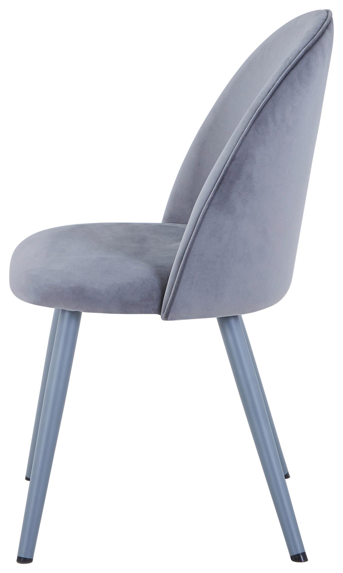 Vierfußstuhl Wando Velouroptik Grau Gepostert - Grau, Trend, Textil/Metall (53/84/54cm)