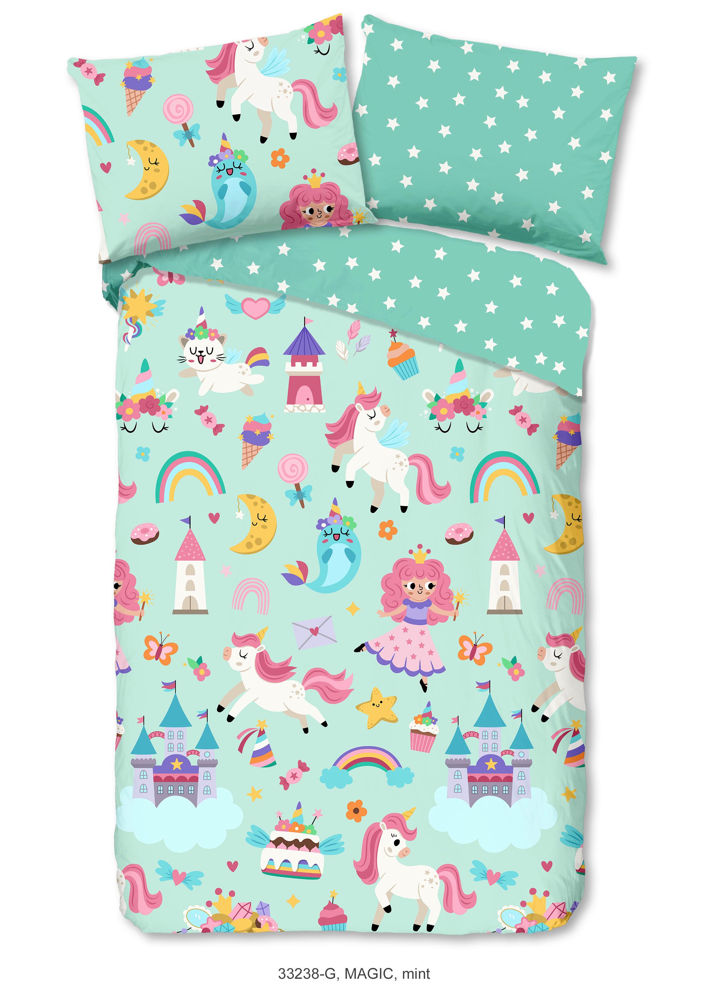 KINDERBETTWÄSCHE FANTASTIC - Mintgrün, Trend, Textil (140/200cm)