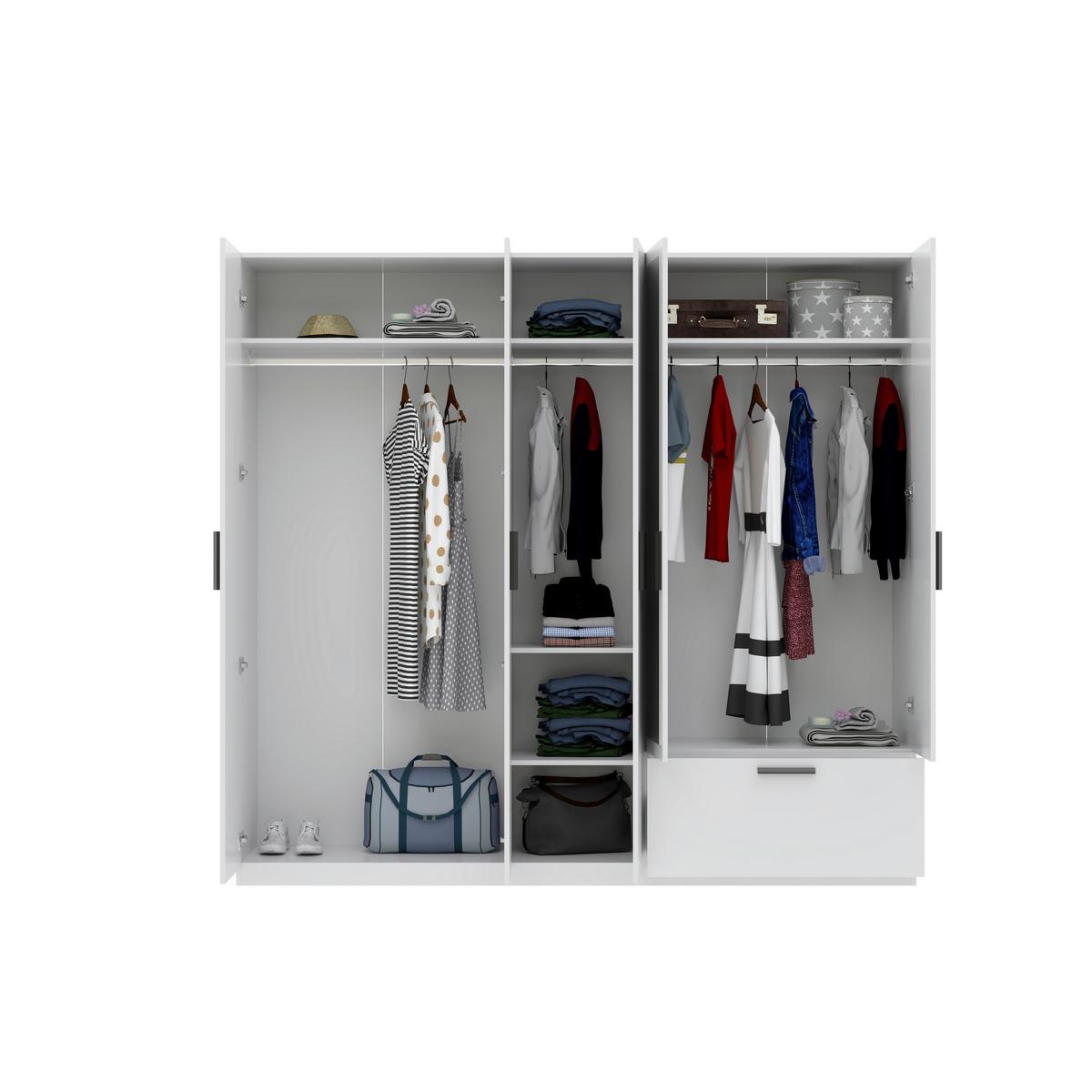 SKRIŇA S OTOČNÝMI DVERAMI MILOS 5T1S - čierna/biela, Modern, kompozitné drevo/plast (225/210/54cm)