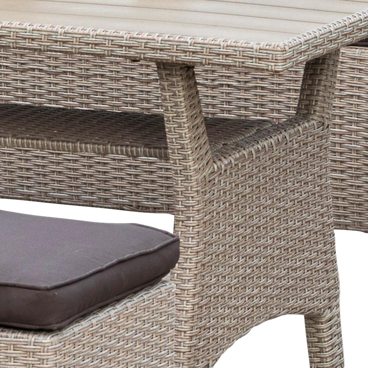 Loungegarnitur 5-Tlg. Palma Kunststoffgeflecht mit Kissen - Dunkelbraun/Naturfarben, KONVENTIONELL, Kunststoff/Textil (239/170cm) - Gardenson