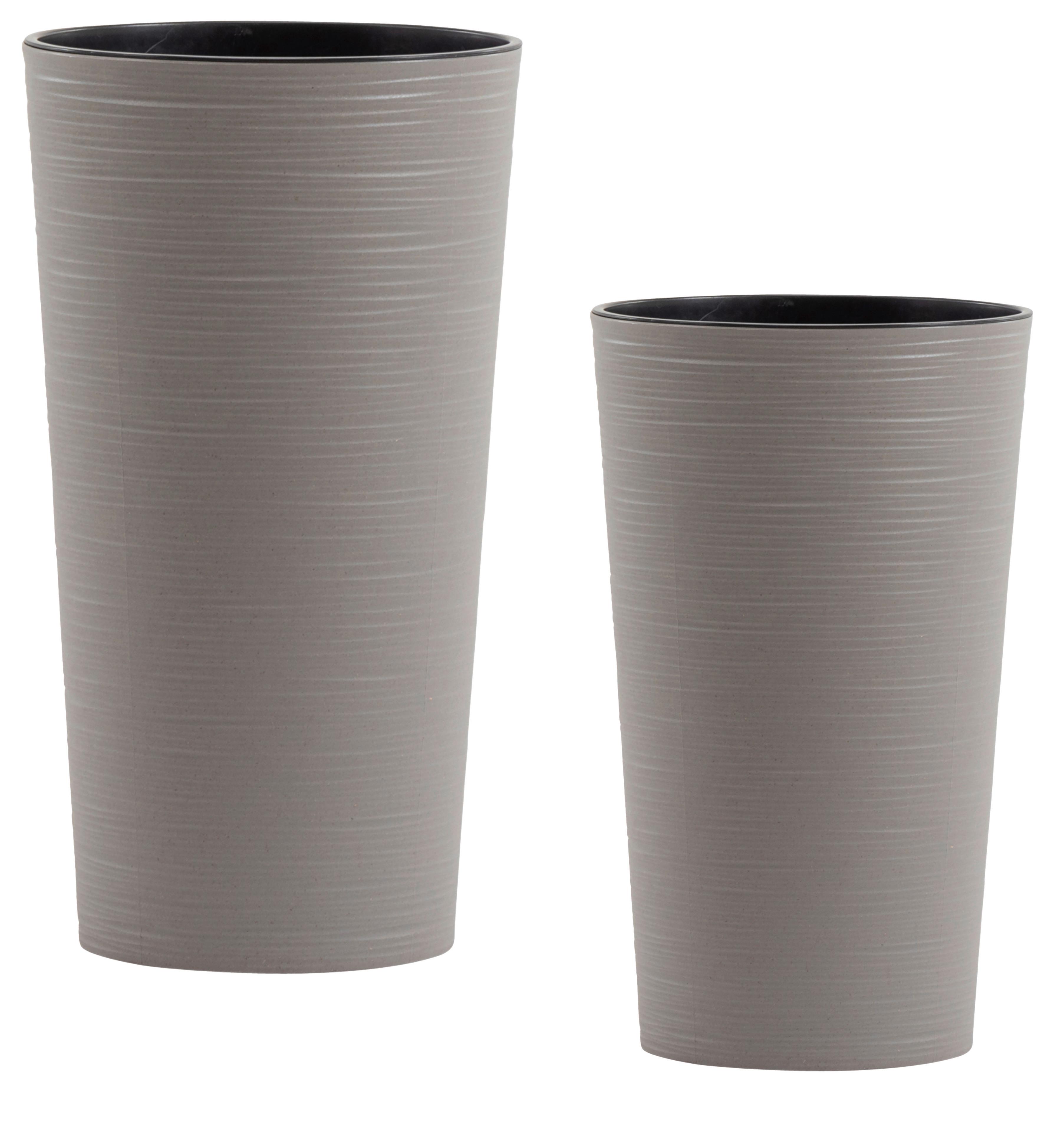 Übertopf-Set Grau 2-teilig - Grau, Basics, Kunststoff - Siena Garden