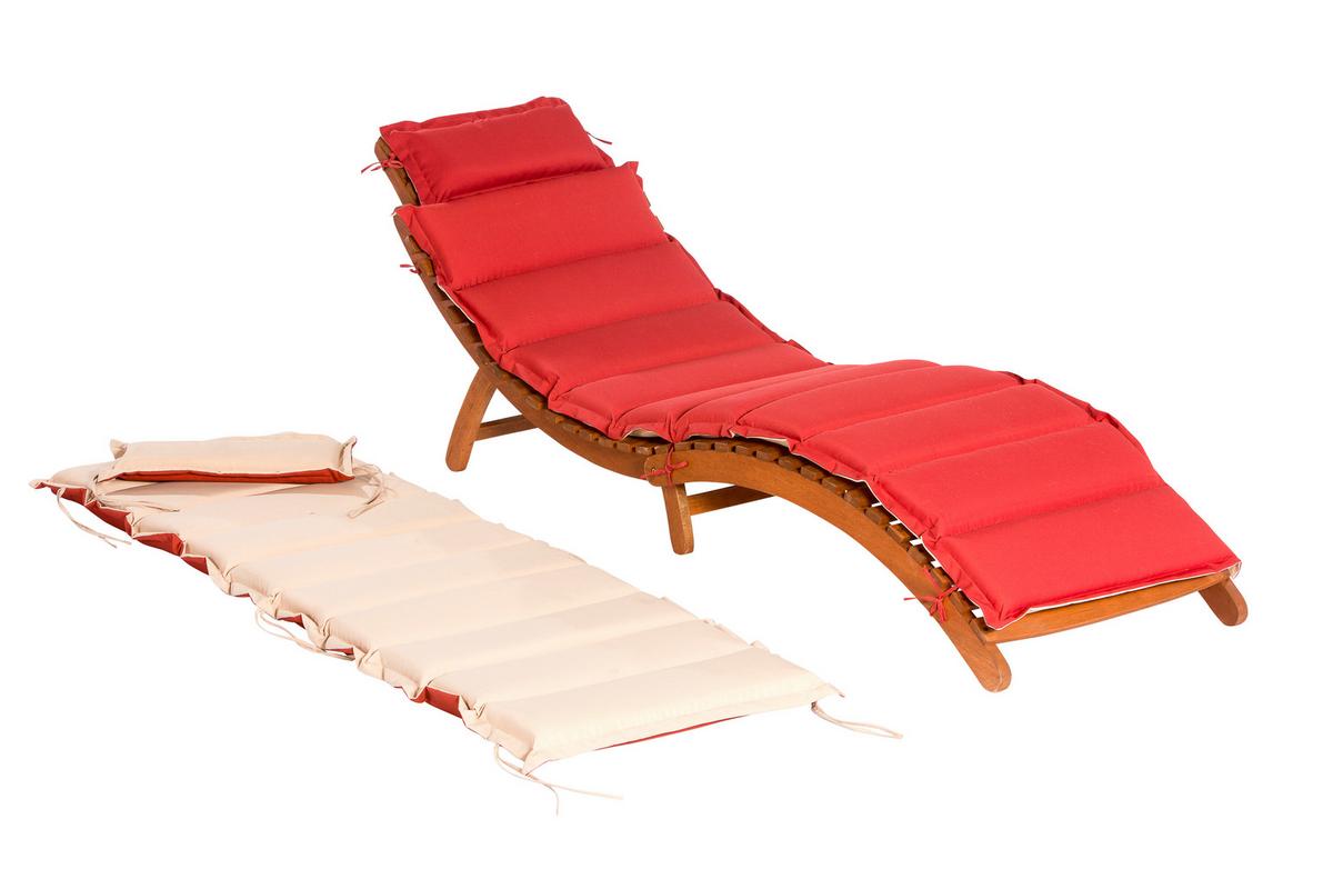 Bäderliege Ipanema Echtholz Klappbar Mit Polsterauflage - Rot/Creme, ROMANTIK / LANDHAUS, Holz/Textil (178/54/70cm) - Gardenson