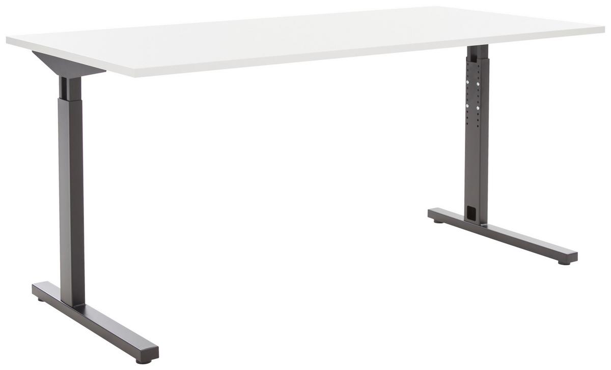 Schreibtisch Gw-profi Grau Höhenverstellbar B: 160 Cm - Hellgrau/Schwarz, MODERN, Holzwerkstoff/Metall (160/70-80/80cm) - Novel