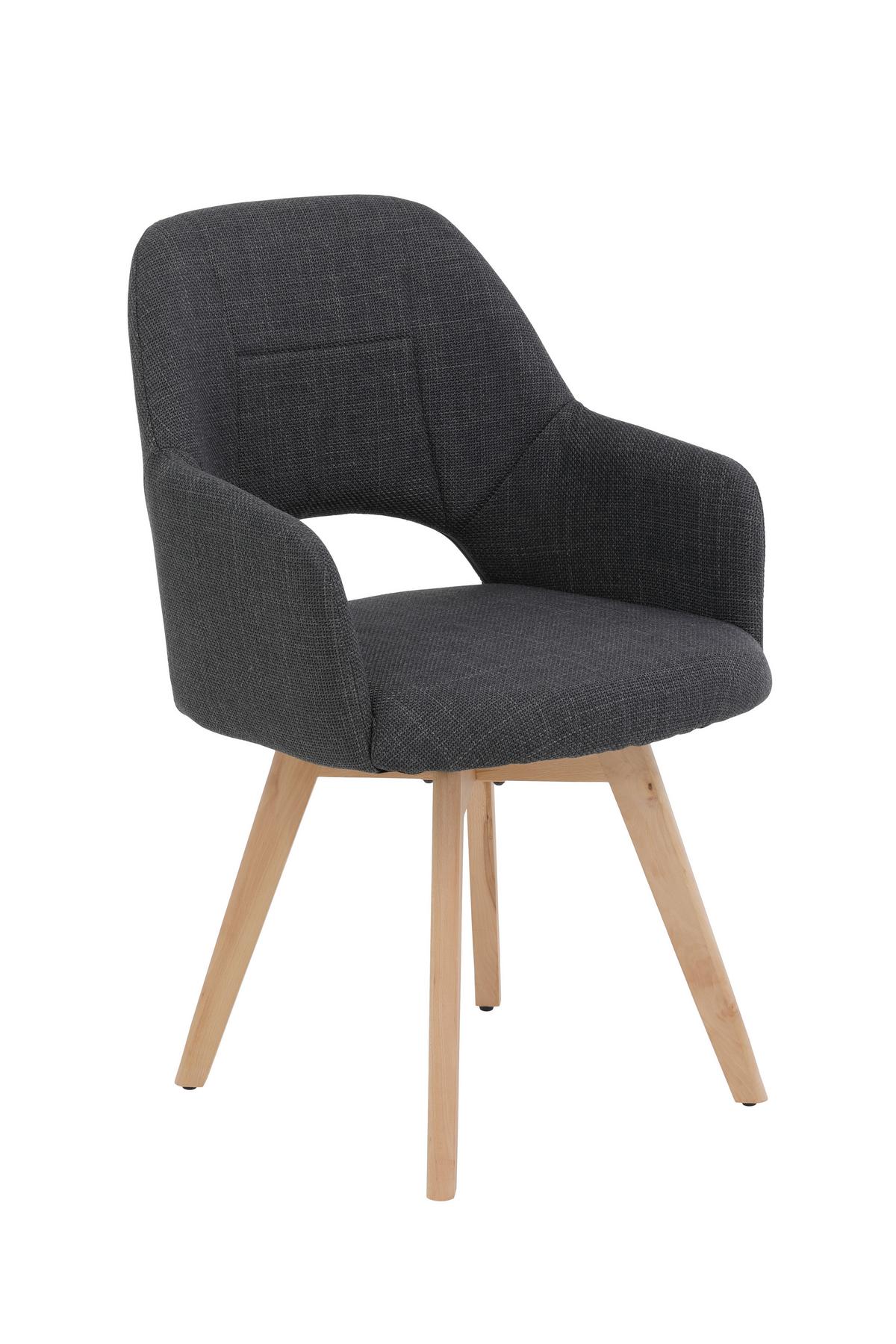 SESSELSET STADE S 2ER-SET - Anthrazit/Buchefarben, MODERN, Holz/Textil (57/88/61cm) - P & B